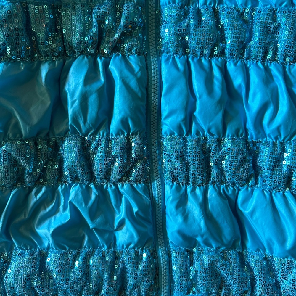 Heart n Crush Girls Sequined Turquoise Vest with hood size XL - Picture 2 of 5